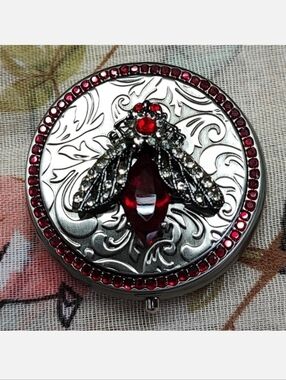 Ruby Blood Red Insect Pill Box Case NEW Swarovski Elements Bug Moth Fly …